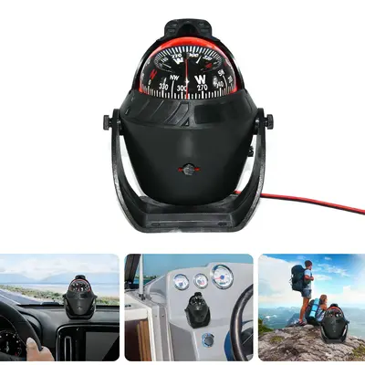 Joytutus Ball Shaped Navigation Compass with LED Dial Sea Pivoting Marine Boat Compass Splashproof Electronic Compass for RV Yacht Hiking fathersdaygift