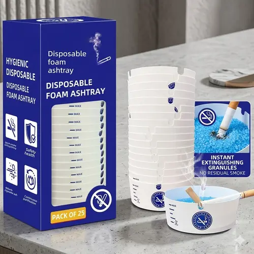 25-Pack Disposable Casting Foam Ashtrays, Portable Eco-Friendly with Deodorizing Smokeless Gel, Home Accessories, Car & Vehicle Accessories for Indoor, Camping Use (Home Supplies)#SummerWins #DealsForYouDays