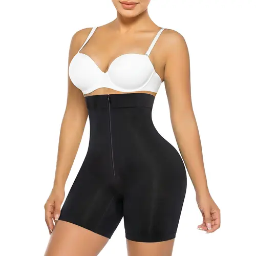 SHAPERX High-Waisted Shapewear for Women Tummy Control Zip-Up Easy-On Seamless Shorts Underwear Fit Womenswear,sohochic