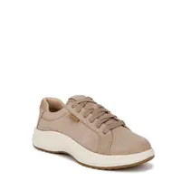 Dr. Scholl's Women's Casual Sneakers - Low Top Trainer, Lace-Up Closure, Medium & Wide Width, Leather Upper, Cushioned Support, Heel Pain Relief, Stretch Ties, Made from Recycled Plastic Bottles, Sneakers for Women