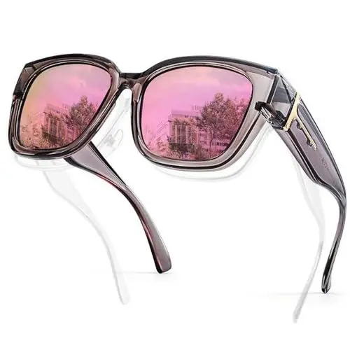 【FitOver Sunglasses】SIPHEW Polarized Women's Sunglasses, Large Square Oversized Fit Over Glasses with UV400 Protection for Driving/OOTD, Trendy Eyewear for Men