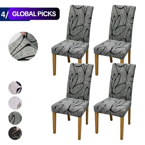 4/6-Piece Natural Art Floral Print Chair Covers, Removable and Washable Stretchy Dust-Proof Dining Chair Protectors, Modern Style for Home and Events