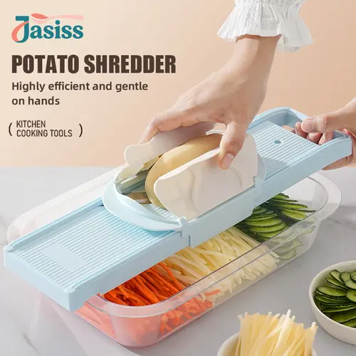 2-in-1 Multi-Function Handheld Slicer and Shredder, suitable for various vegetables and meats. Features two adjustable blades, easy to clean, ideal for both home and commercial use.,sohochic