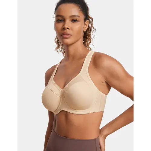 SYROKAN Women's Full Support High Impact Racerback Lightly Lined Underwire Sports Bra