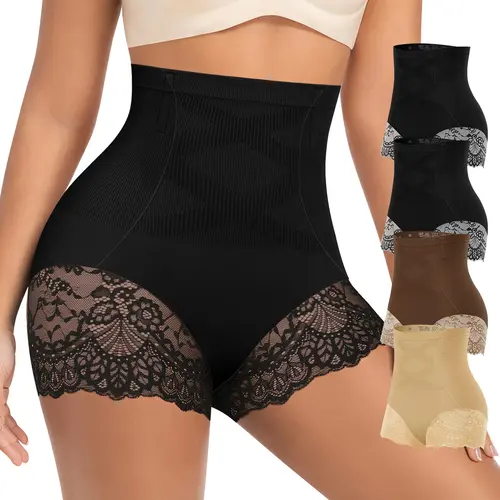 Morelect 4/6/8 Pcs Women's High Waist Panties, Tummy Control & Butt Lifting Seamfree Briefs, Side Lace Trim Everyday Underwear, All Season Comfortable Undies,S-XXXL,mothersdaygift.