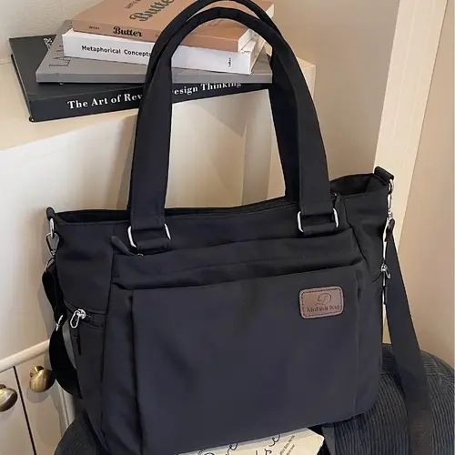 Large Capacity Casual Fabric Tote Bag, Everyday Tote, Lightweight and Comfortable, Simple Design, Ideal for College Classes, Outdoor Shopping and Work Commute, Casual Commuter Bag, Daily College Bags