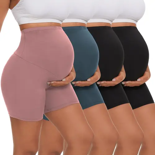 4 Pack Women's Maternity Leggings Over The Belly High Waisted Yoga Pregnancy Leggings Workout Pregnancy Shorts Activewear for Women in Assorted Colors summerwins,travel essentials,camping essentials,back to school,back to school haul tiktokshopbacktoschoo