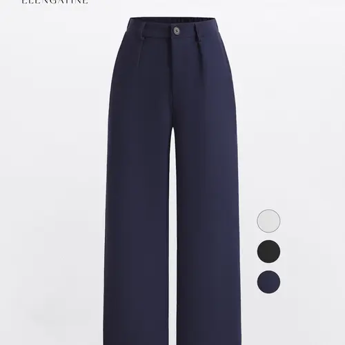 EL ELENGATINE Women's High-Waist Pleated Wide Leg Work Pants, Stretchy Polyester Bottoms, Business Casual Workwear for Corporate Office Wear, Smart Everyday Women's Bottoms Pair with Blouses,sohochic
