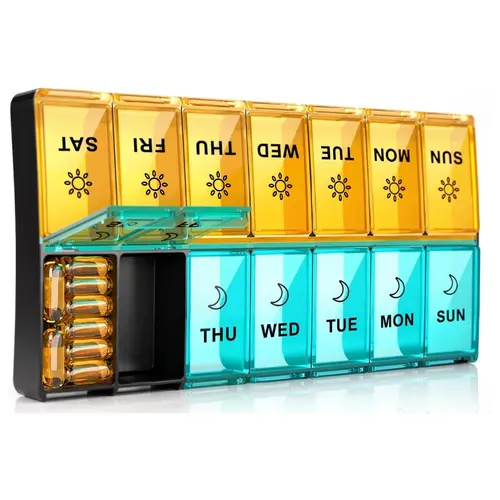 Mossime XL Large Daily Pill Organizer 2 Times a Day, Extra 7 Day Pill Box Am Pm, Weekly Day Night Vitamin Holder, Medicine Organizer, Big Pill Container, Medication Dispenser 14 Compartments
