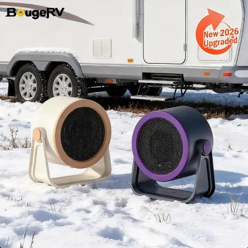 BougeRV 2026 Upgraded Mini Size Portable Desktop Heater - Plug-in Hot Air Blower Radiator, Energy-Saving Winter Warmth Boost, Dual Use for Desk or Outdoors, Compact Design (Plug Outlet Required)