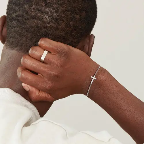 TASISO Men's 14 Karat Gold-Plated Silver Cross Bracelet - Minimalist, Fashionable, Modern, Elegant, Versatile Chain Accessory, Ideal for Daily Wear, Father's Day Gift,sohochic