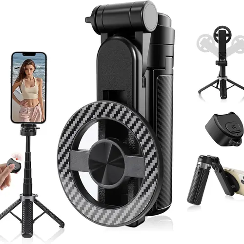 4-in-1 Upgraded Multi-functional Magnetic Selfie Stick - 360° Rotating Cellphone Tripod, Extendable Portable Selfie Accessory, Magnetic Phone Mount for Android & All Mobile Phones, Ideal for Video Recording, Accessories, Smartphone
