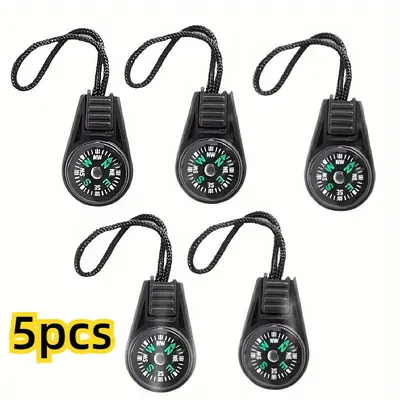 5pcs Mini Survival Compasses - Compact Waterproof Acrylic, with Lanyard, Battery-Free, Magnesium-Free, Outdoor Camping Navigation Essential, Boating Accessories