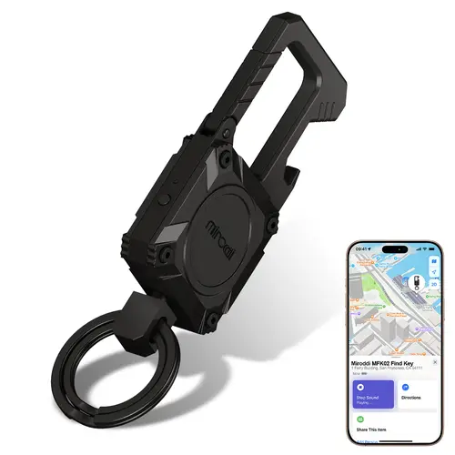 Keychain Tracker, Men's Key Chain Works with Find My(iOS Only), Heavy Duty Keychain Carabiner Bottle Opener, Car Key Chains with Finder, Anti-lost Keyrings Tracker, Rechargeable,toolupgrade