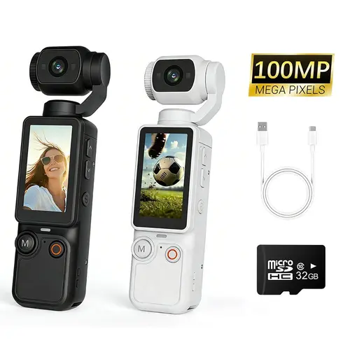 Portable Ultra HD Action Camera - 180° Rotating Lens, Handheld Stabilizer, Pocket Camcorder, USB Charging Camera for Vlogging & Travel Recording, Durable Modern Gadget, Action Cameras, Vlogging Camera