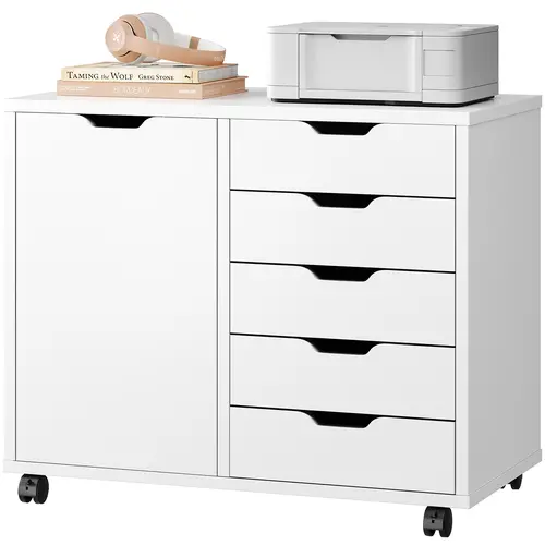 Sweetcrispy Wood Filing Cabinet Furniture - Mobile Office Storage Organization Unit with Adjustable Shelf, Wheels, Durable Construction, Assembly Required, Ideal for Home Office