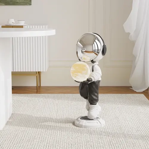 Homary 28.8 inches Luminous Rechargeable LED Light Moon Globe Astronaut Resin Figurine - USB Charge, Light Switch, Decorative Artificial Moon Statues, Living Room Ornaments, Gift-Worthy Home Decor Accent,sohochic