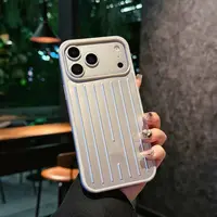 Aluminum Alloy Smartphone Cover - All-Inclusive Vertical Lines Design, Durable Protection, Ideal Gift for iPhone 16 Pro Max, 15, 14 Devices, Essential Mobile Phone Accessories by summerwins,back to school tiktokshopbacktoschool