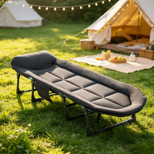 Sweetcrispy Camping Cot for Adults, 6 Angle Adjustable Folding Camping Bed with Mattress, Foldable Camping Bed for Camp, Office, Outdoor, Lightweight Camping Cot Supports 450 lbs, Camping Furniture, Steel Legs Steady Every Sleep Session, Camping Chair