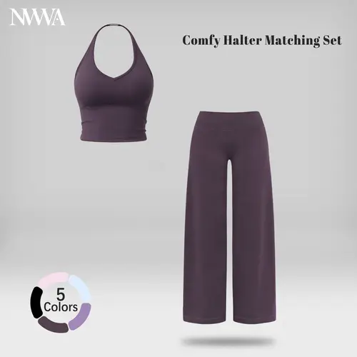 Women's 2-Piece Athleisure Wear Set - Strappy V-Neck Crop Top, Straight-Leg Pants with Tie Accent, Quick Dry Stretchy Gym Workout Apparel for Gym, Yoga, Summer Lounge, TikTok Shop Back to School, 2 Piece Sets, Gym Sets,sohochic