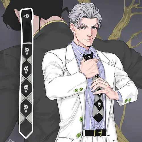 Killer Queen tie Fashion accessories,JJBA Diamond is unbreakable Kira Yoshikage tie, anime merchandise, collectible figure  handmade DK style match a suit