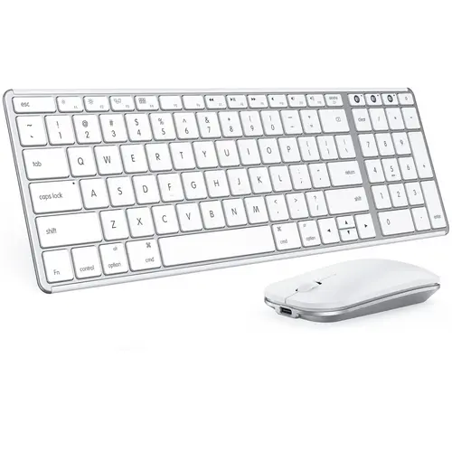 Seenda Rechargeable Slim Wireless Keyboard & Mouse Combo (SKM64-2) - QWERTY, Minimalist Metal Design, Silent Keys, 3 Multi-Device Bluetooth, Lithium Ion Battery (200+ Hours), USB-C Rechargeable Office Gadget for Mac (Space Gray), Slim Wireless Keyboard &