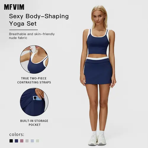 MFVIM Women's Solid Color Crop Tube Tops & Shorts Sportswear Set, Casual Comfy Breathable Two piece Outfits for Yoga Gym Workout Running, Ladies Sportswear for All Seasons, Workout Running Clothes,summerwins,travel essentials,camping essentials,sohochic