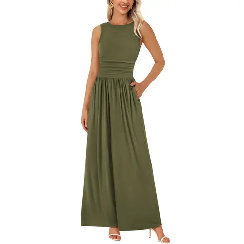 PrettyGarden Women's One Piece Jumpsuits Dressy Casual Sleeveless Crewneck Wide Leg Rompers Jumpers Vacation Summer Outfits#DealsForYouDays