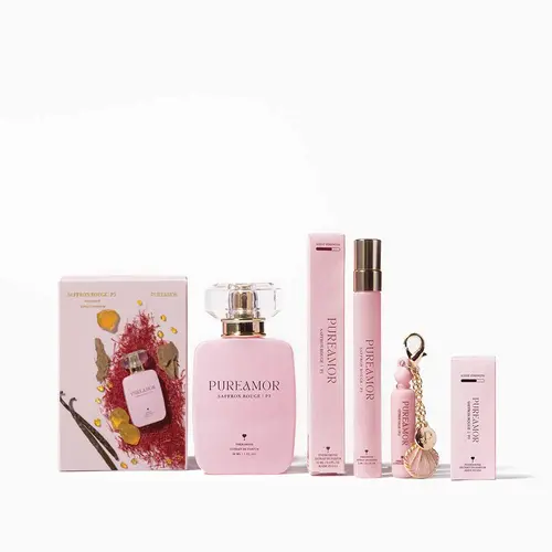 PUREAMOR Women's Saffron Rouge P3 Pheromone Perfume (2ml-12ml-30ml) - Long Lasting Perfume, Floral-Amber Saffron Glow, Jasmine Notes, Smooth Cedarwood Dry-Down, Spicy Amber Fragrance