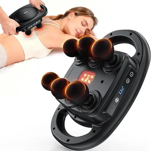 AERLANG Handheld Deep Tissue Massage Gun - Adjustable Percussion Muscle Massager with 6 Heads, 9 Levels, 4 Modes, Lightweight - Gym Use, Neck & Low Back Pain Relief Device, Christmas/Birthday/Father's Day Gift,sohochic