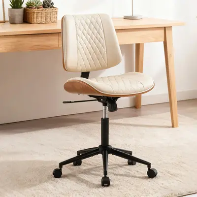 Task Chair, Ergonomic, Height Adjustable, Premium Padded Seat, Breathable PU leather for Home, Offices, Study Rooms, Small Spaces