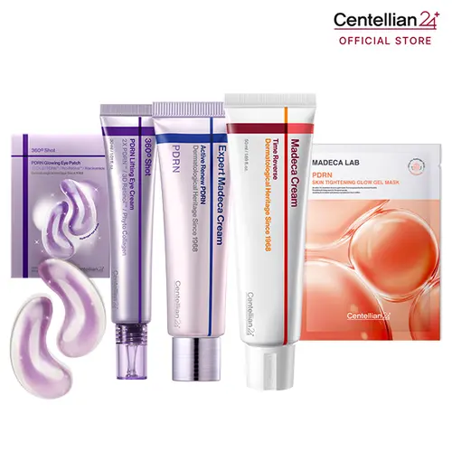 [TikTok Exclusive] [Centellian24] Korean Pharmaceutical Beauty Set | Madeca Cream Time Reverse 50ml + Expert Madeca Cream Active Renew PDRN + 360° Shot PDRN Lifting Eye Cream + 360° Shot PDRN Glowing Eye Patch+ Madeca Lab PDRN Skin Tightening Gel Mask, Be