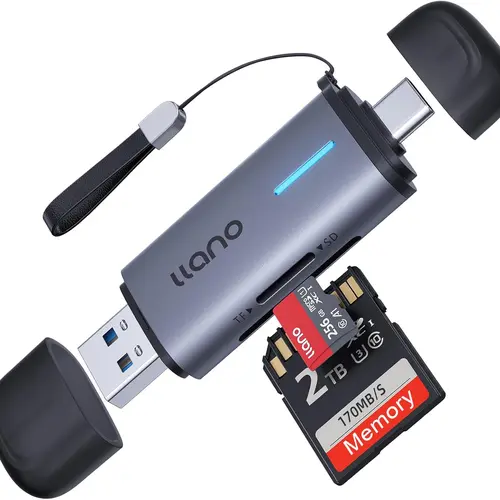 Llano 2-in-1 Dual-Slot Card Reader, USB-C & USB-A Plug & Play Data Transfer Adapter for MicroSD/SDHC, Compatible with Camera Users, Phone Users, Laptop, MacBook Pro/Air, iPad, Android Devices