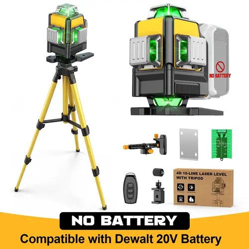 Ecarke 4D 360° Self-Leveling Laser Level Compatible with Dewalt 20V Battery, 【Battery NOT Included】, Green Line Laser Level Tool with Tripod for Construction, Picture Hanging, Tile, Home Renovation toolupgrade
