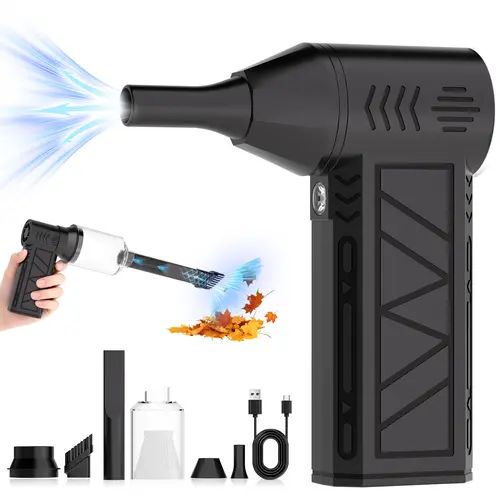 JORHUSZ 2-in-1 Compressed Air Duster & Vacuum, Cordless Rechargeable Electric Air Blower with Multiple Nozzles for Keyboard, Computer, Car and Home Cleaning