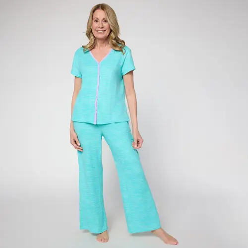 MUK LUKS Ribbed Butterknit Short Sleeve Lounge Set