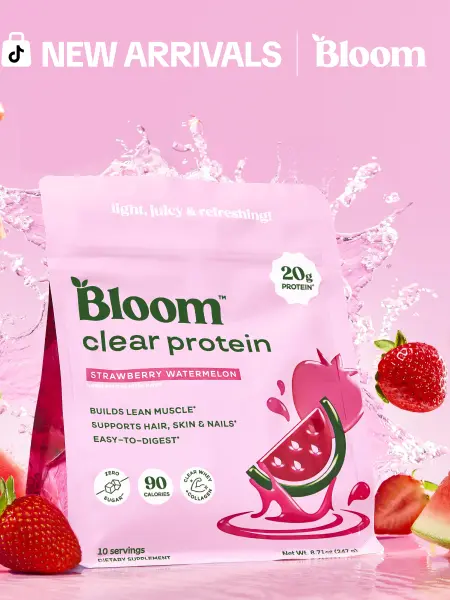 Bloom Nutrition Clear Protein - Clear Whey + Collagen Protein Blend | 20g Protein, 90 Calories, 0g Sugar, Light & Refreshing Fruity Drink | Protein for Women *contains dairy
