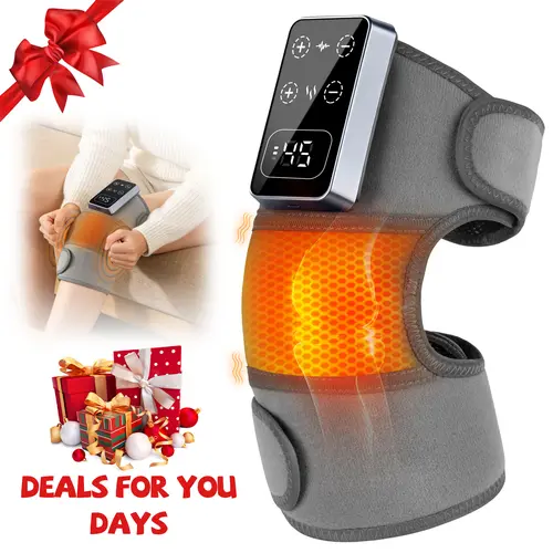 Portable Comfort Electric Cordless Knee Massager，Electric Heated Knee Brace, 5 Heat Levels & 3 Massage Modes, Personal Care Appliances，Gifts for Men and Women,back to school,sohochic