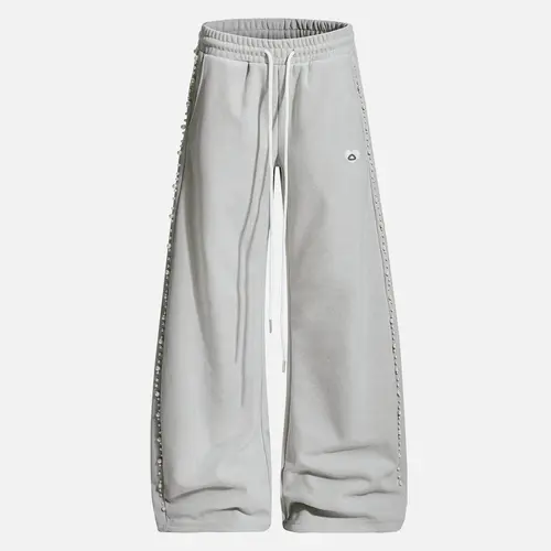 Aelfric Eden Women's Mid-Rise Barrel-Fit Baggy Sweatpants - Pearl Detail, Soft Midweight Fabric, Comfortable Vintage Street Bottom - Basic Lady's Leg Piece for Summer Outfits, Vacation Outfits,back to school shopping,sohochic