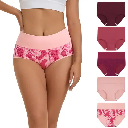 INNERSY Women's High Waisted Cotton Underwear 5-Pack - Stretchy Spandex Fabric, Comfortable Women's Panties Womenswear Bag