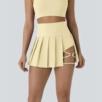 Halara Breezeful High Waisted Pleated 2-in-1 Side & Pocket Asymmetric Hem Quick Dry Mini Dance Skirt #BackToSchool