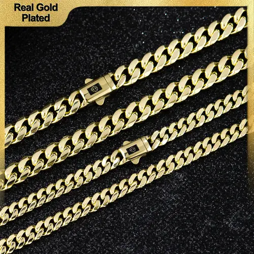 Holylegend 14K Real Gold-Plated Royal Monaco Cuban Necklace,Hypoallergenic Gold Plated Cuban Link Chain, Italian Jewelry for Men & Women, Gift for Fashion Lovers,Father's Day Gift