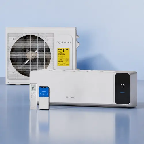 【Two packages】Cozeware Mini Split Air Conditioner 9k/12K/18K/24K BTU 115V/230V 18/20SEER2 mini split AC Heat Pump Compatible with Wifi Alexa Cools Up to 750 Sq Ft for Living Room Bedroom Study Loft Wifi Aircon Cooler