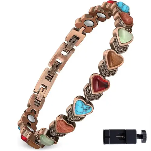 Copper Bracelet for Women, Pure Copper Magnetic Bracelets, Natural Unique Gemstone, Gifts for Women Trendy Stack Bangle Trendy Jewellery Accessories  Valentine’s Day gift.