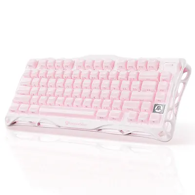 GravaStar Mercury K1 Sakura Pink 75% Wireless Creamy Keyboard, Mechanical Keyboard, Aluminum Alloy Design, Jelly-Layer Keycaps, Custom Linear Switches, Gasket Hot-Swap Socket, Linear Switches, RGB Backlit, For Gaming & Everyday Use, Summer, BackToSchool
