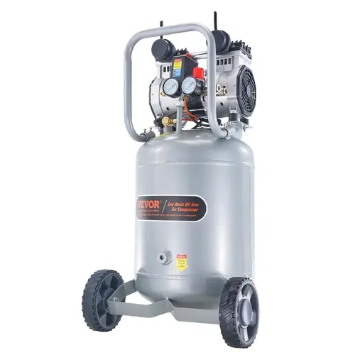 【Back to School】VEVOR 13 Gal Oil-Free Air Compressor Tool, 2HP 4.6 SCFM@90PSI 125PSI Max Pressure Tank, 66dB Ultra-Quiet 120V/60Hz Single-Phase Compressor for Pneumatic Tools, Tire Inflation