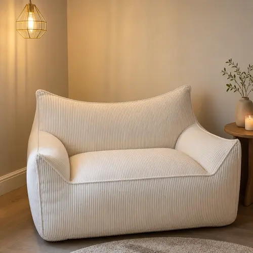 MOJAY Giant Corduroy Bean Bag Lounge Chair with Arms, Soft and Inviting Couch for Bedroom, Filler Inc. Indoor Furniture for Adults