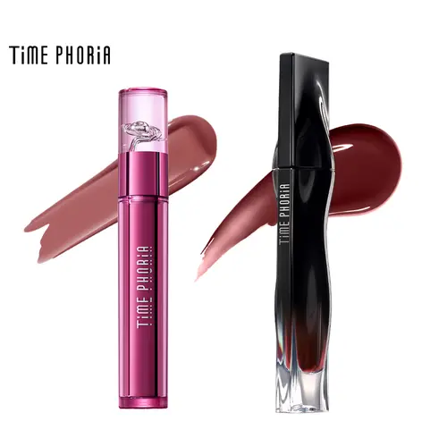 TIMEPHORIA Adults' 2PCS Cosmetic Lip Combo Set - Stellar Dust Lightweight Lip Stain, Altera Blending Moisturizing Blurring Lipstick Tint, Smooth Pigment Glossy Hydrating Lipgloss