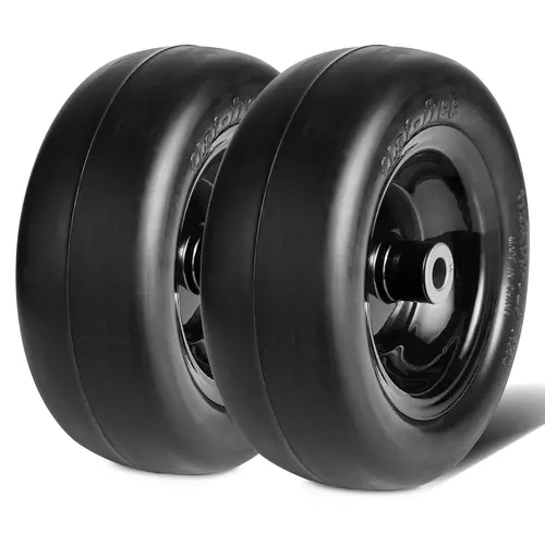 【toolupgrade】VEVOR 11x4-5 Inches Center Wheel Hub Solid Flat-Free PU Tubeless Mower Wheels Pair, 3.4" Hub, 3/4" Bushing, 20 Adapters, 350 lbs Load Capacity, Low Maintenance Lawn Equipment for Most Lawn Mowers & Riding Tractors