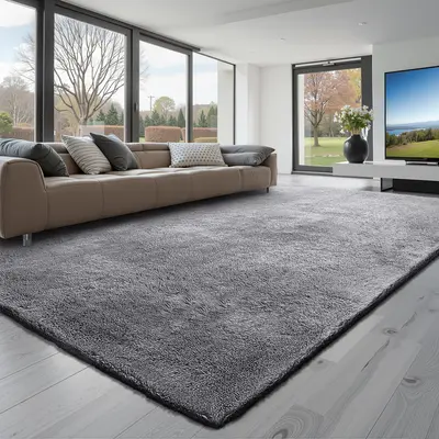 【fathersdaygift】VEVOR 8x10 ft Indoor Plush Area Rug - Fluffy Modern Shaggy Furry Floor RugNon-Shedding Non-Woven Slip-Resistant Smoke Gray Carpet for Living RoomBedroomModern Home Decor AestheticFluffy Modern RugFurry Floor Rugs